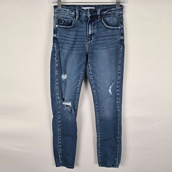 KanCan Jeans Women's 24 Blue Medium Wash Distressed Skinny Ankle - Picture 1 of 16